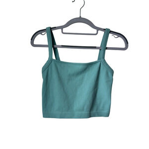 Blue Ribbed Crop Top - Large